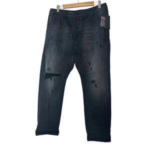 Man X One Teaspoon Jeans Men's Size 31 Black Baggy Distressed Button‎ Fly New